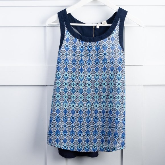 JAPNA Navy & blue pattern tank top size XS - Picture 1 of 5